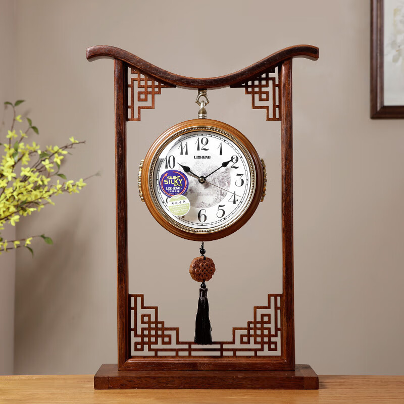 中式实木双面座钟桌面台式摆钟摆放古钟钟表老式家用客厅时钟摆件