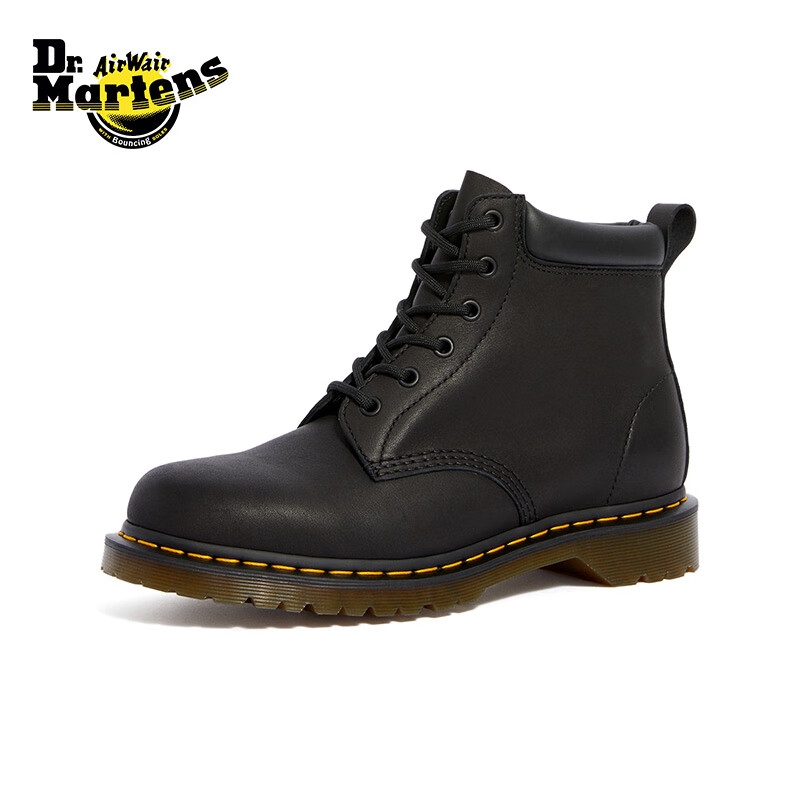 需首单礼金、PLUS会员：DR.MARTENS 马汀博士 939男女同款软皮黑色工装靴 中帮马丁靴 黑色 24258001