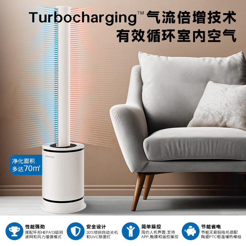 venTa【3年免费滤网】德国无叶风扇冷暖风扇静音家用落地取暖器空气循环扇电暖器立式净化扇文塔中秋礼 3合1冷暖风+空气净化