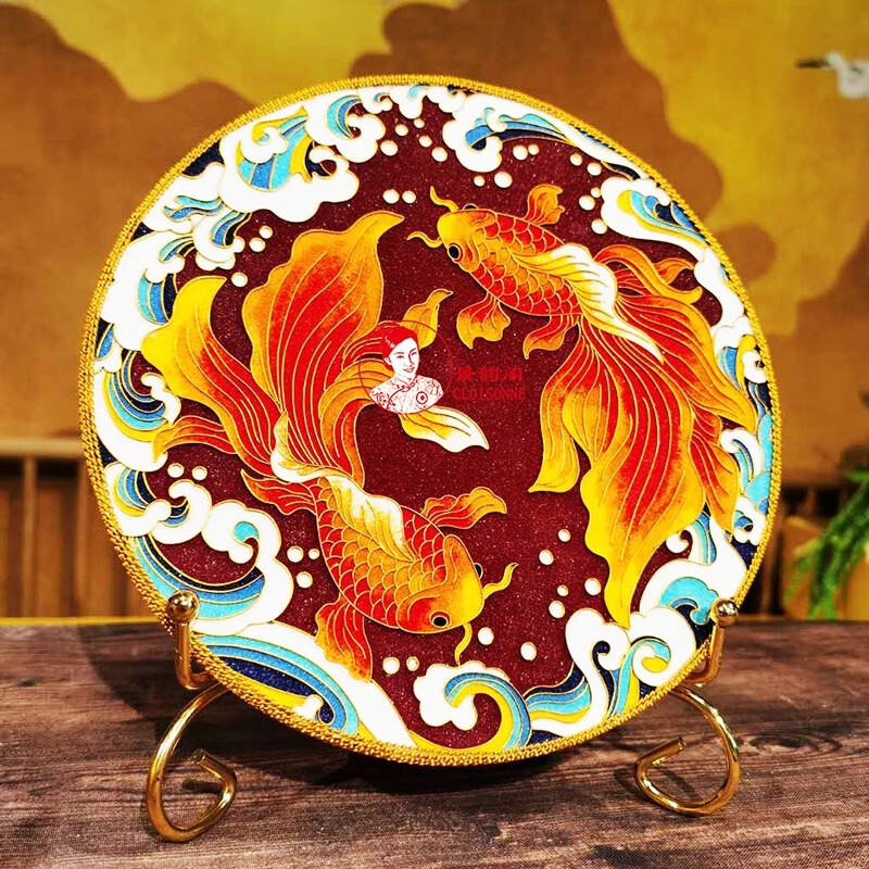 景韵阁掐丝珐琅diy套装 手工材料包入门款《锦鲤 》金丝画 非遗工艺