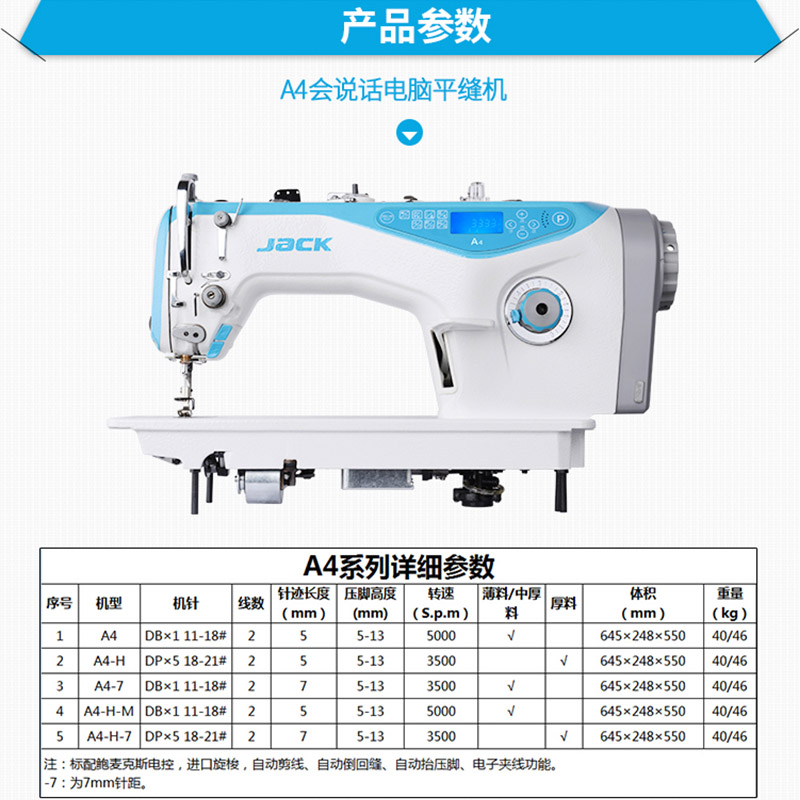 杰克缝纫机全新工业缝纫机电脑平车a4款家用全自动多功能平缝机电动