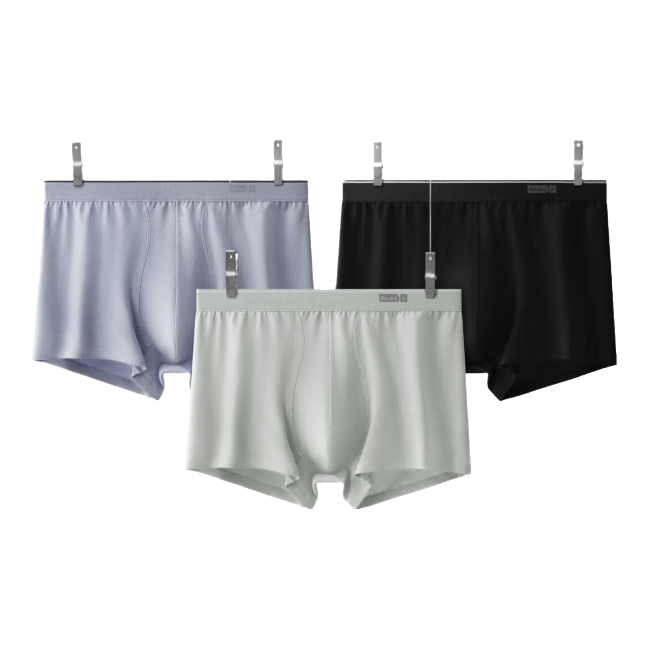 蕉內(nèi)銀皮300S男士平角內(nèi)褲10A抗菌純棉運動透氣吸汗褲衩短褲頭禮盒3件 雪藍(lán)+黑色+藏藍(lán) 3條 L