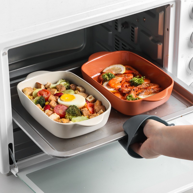 川島屋（KAWASIMAYA）川島屋芝士焗飯烤盤烤箱專用器皿陶瓷雙耳創(chuàng)意餐具微波爐盤子家用 8.6英寸烤盤奶白