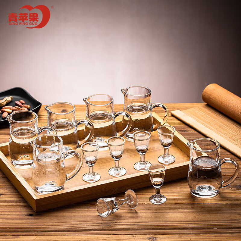 青苹果白酒杯分酒器一口杯高脚茅台小酒杯刻度分酒壶玻璃烈酒杯12件套装使用感如何?
