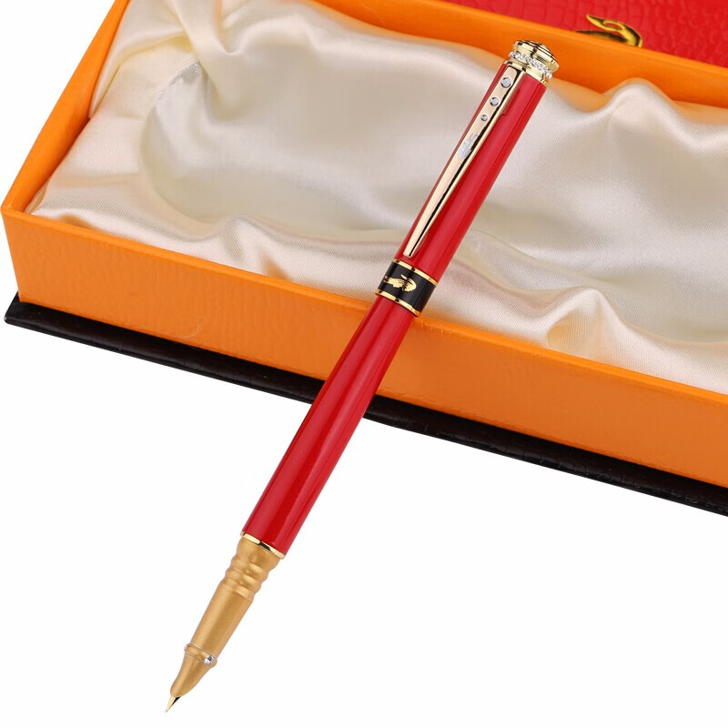 欧鳄Aymoy鳄鱼325钢笔学生财务用特细女生礼盒装办公练字礼品钢笔038mm 热情红