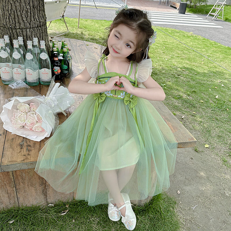 刘潮布五到六岁汉服短袖裙子女童连衣裙夏季款2024新款夏装儿童小女孩