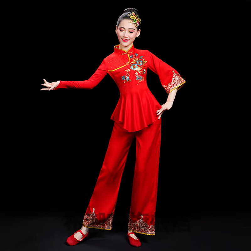花淯打腰鼓服装秧歌服演出服女2023新款中老打鼓舞蹈现代民族风广场