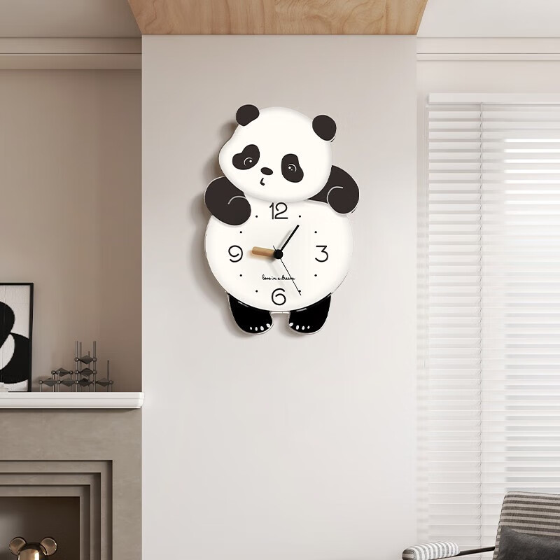美世达(meisd)钟表客厅挂钟2023新款可爱熊猫时钟简约创意餐厅玄关表
