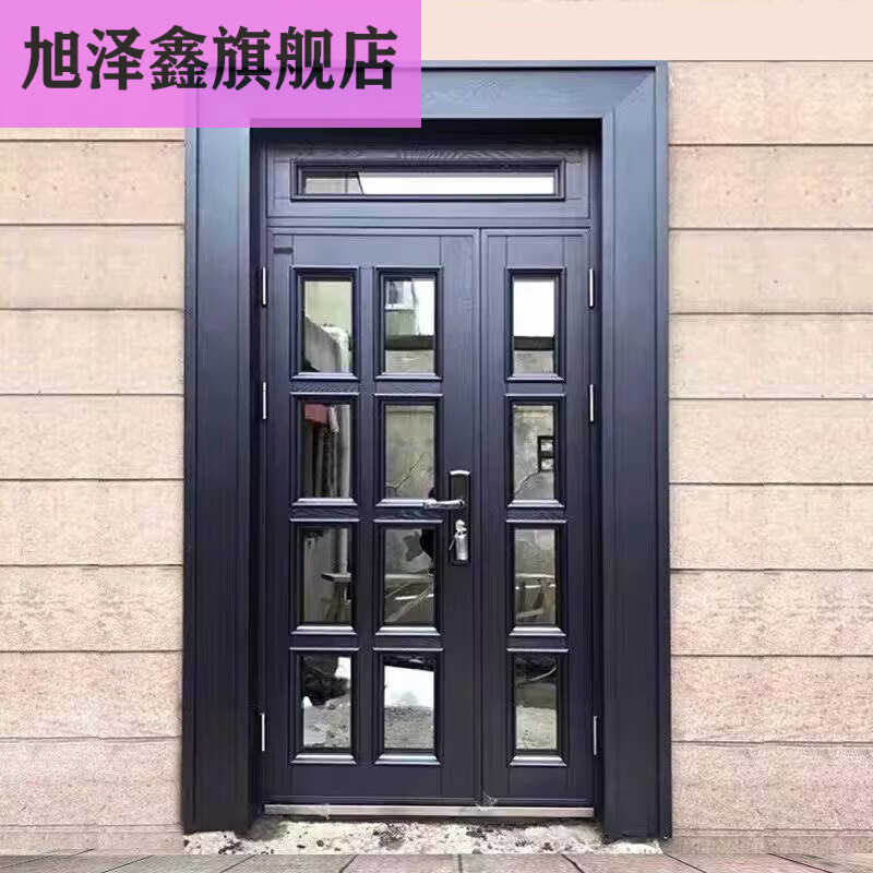 旭泽鑫别墅大门双开门玻璃防盗门家用进入户门锌合金房间门农村自建房