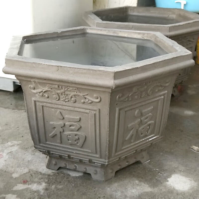 吲杷模具适用于 花盆模具水泥花盆模具六角形盆景特大 20六角(福字