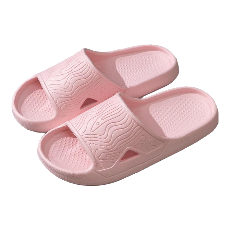 惠夫人凉拖鞋女夏季居家浴室防滑家用情侣可爱卡通室内洗澡凉拖男 水纹拖 粉色 38-39码(适合37-38码穿)