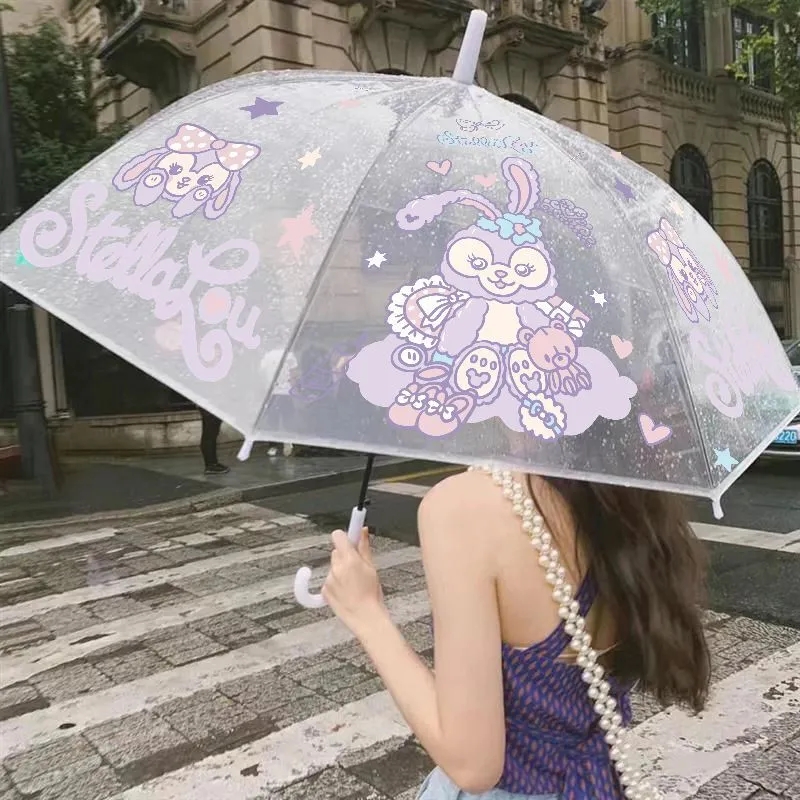迪士尼 原创设计星黛露雨伞全自动长柄加厚抗风透明雨伞卡通可爱少女心 星黛露长柄透明雨伞
