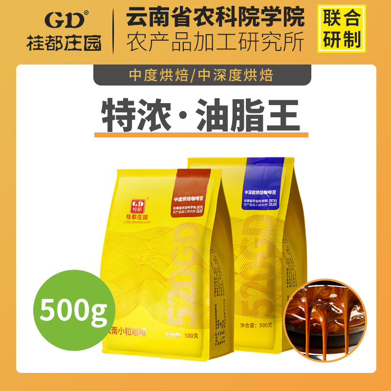 桂都农科院云南小粒咖啡豆新鲜烘焙手冲美式中深度烘焙浓缩低酸油脂王 咖啡豆100g