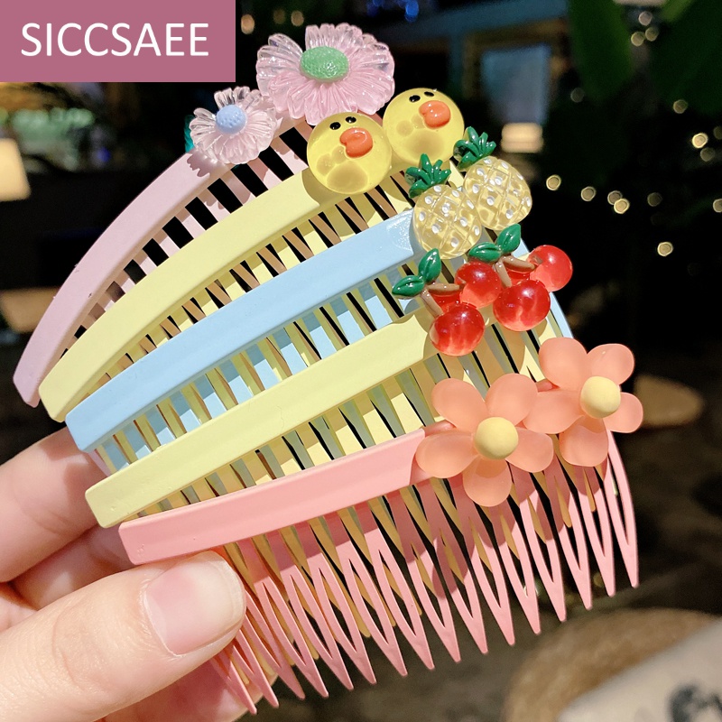siccsaee 韩国儿童可爱发梳女童宝宝公主刘海夹压发发卡梳子发饰头饰