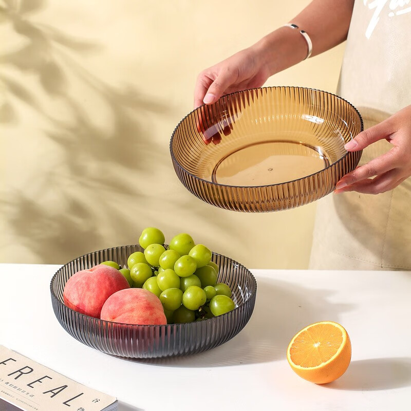 盘家用客厅茶几高档轻奢ins风糖果干果盘零食摆放盘子 琥珀色(2个装)