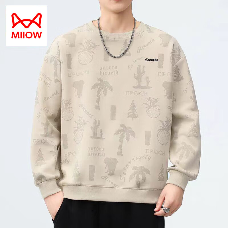 ���ڲ�����è�ˣ�MiiOW����ʿ���´����2024�¿����Բ��ӡ����ñ����T��������װ���·� 827��ɫ���� XL