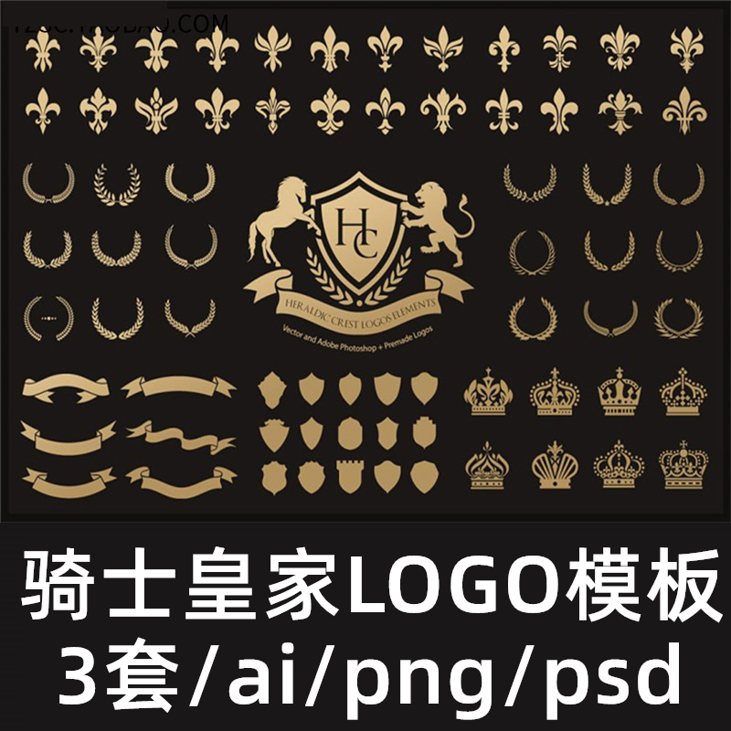 骑士鸢尾花纹理logo图标元素psd分层模板 ai矢量印
