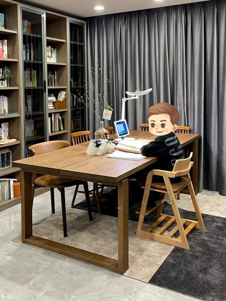 千曼雅去客厅化大长书桌实木莫比恩工作台双人学习桌阅读长条写字大板