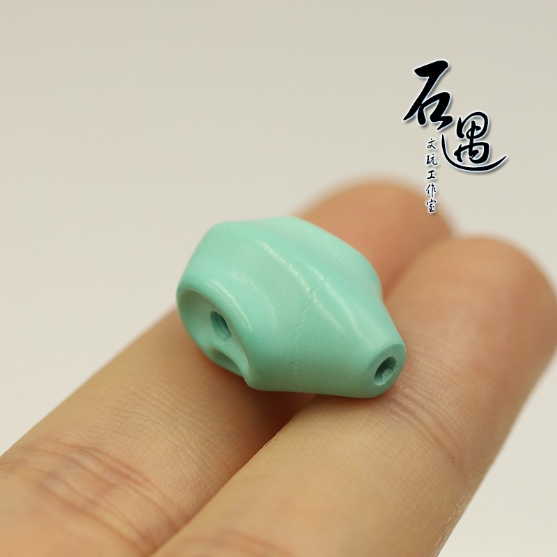 陌阡雪优化绿松石一体碑石三通108手串文玩配饰配珠单颗diy雕刻顶珠