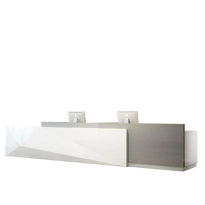 美轩戈烤漆前台办公接待台简约现代商务会客收银台白色公司美容店商场市室内前台 1600*600