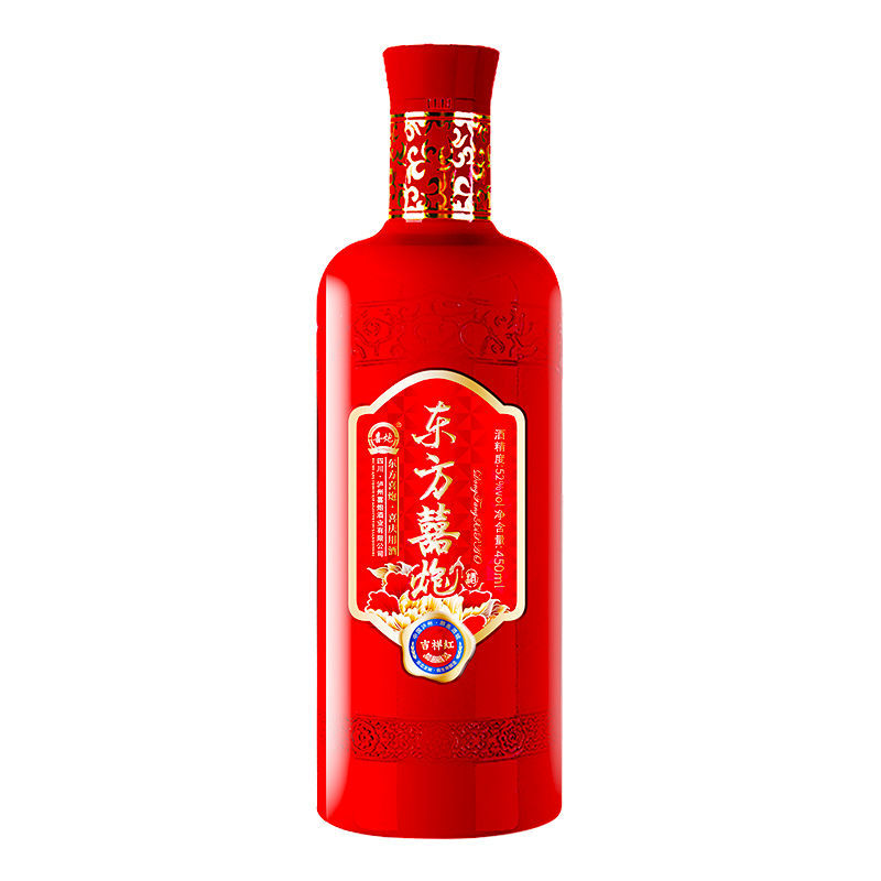 东方喜炮吉祥红52度 450ml/瓶 东方喜炮吉祥红瓶装浓香型白酒52度整箱