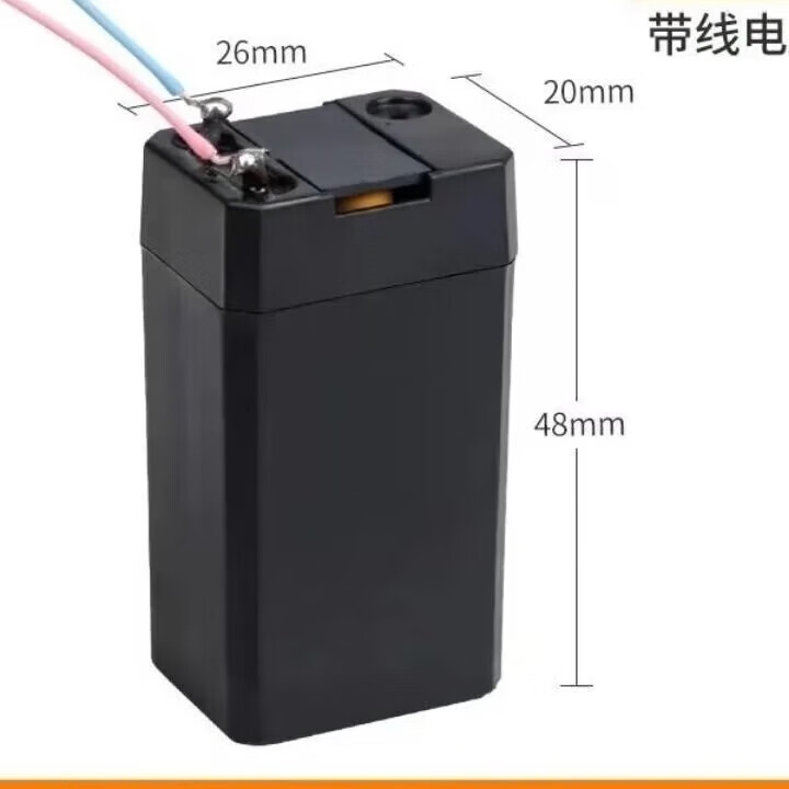 4v鉛酸電池手電筒蚊拍電池鋰電池電蚊拍手電筒頭燈剃須刀臺(tái)燈通用 135型號(hào)48-25-20帶2條線