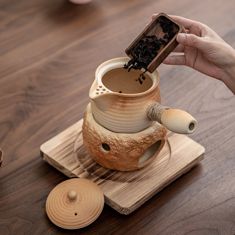 希格鲨中式围炉煮茶器罐罐茶烤奶单壶泡茶家用户外烧碳火炉套装复古侧把 渐变侧把壶+炉+垫【可木炭蜡烛】 【图上可见】