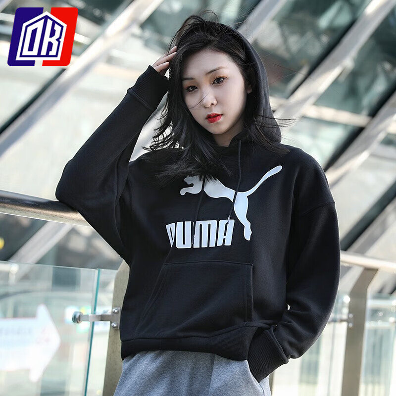 彪马(puma)女子卫衣春秋款时尚休闲大logo舒适连帽套头衫531383-01