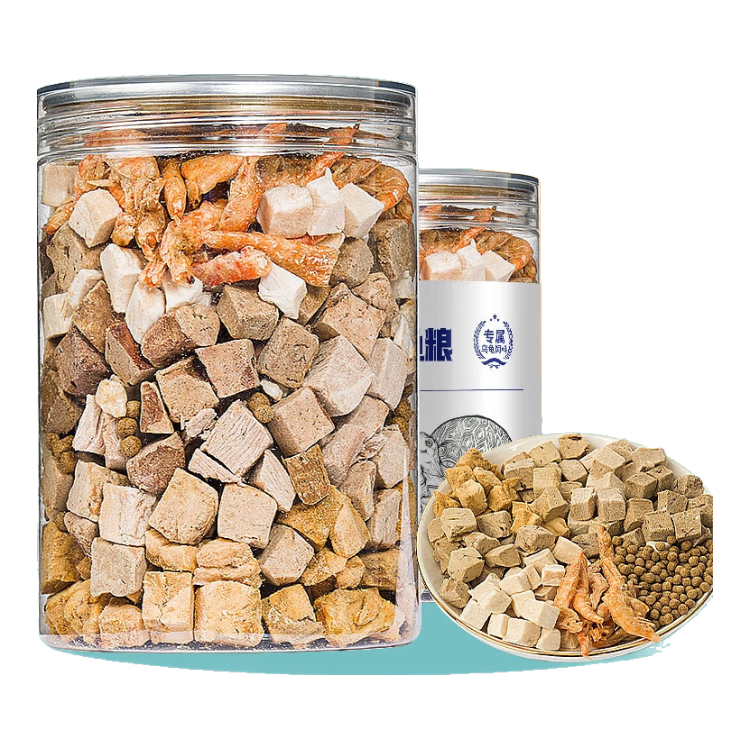 贝意品龟粮冻干巴西龟鳄龟草龟幼龟通用食物发色专用龟龟粮虾干乌龟饲料 八合一龟粮100g*5罐