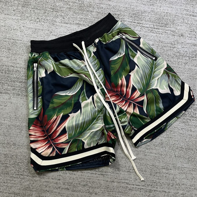 平狄第五季花卉网眼拉链短裤fog主线高街宽松沙滩裤 花卉短裤(个性