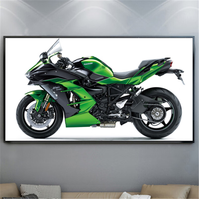 絮之家川崎kawasaki摩托机车装饰画 h2小忍者越野壁画4s改装店卧室