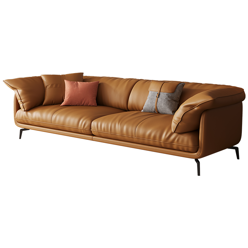 颐礼 真皮沙发三人位极简头层牛皮北欧轻奢设计客厅家具组合小户型意式沙发 单人位1.16m/真皮+公仔棉 组合