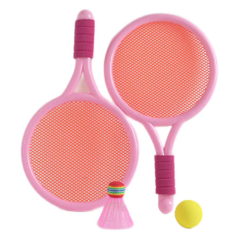 儿童羽毛球拍亲子互动男女孩户外运动球拍套装宝宝室内外网球玩具 樱花粉