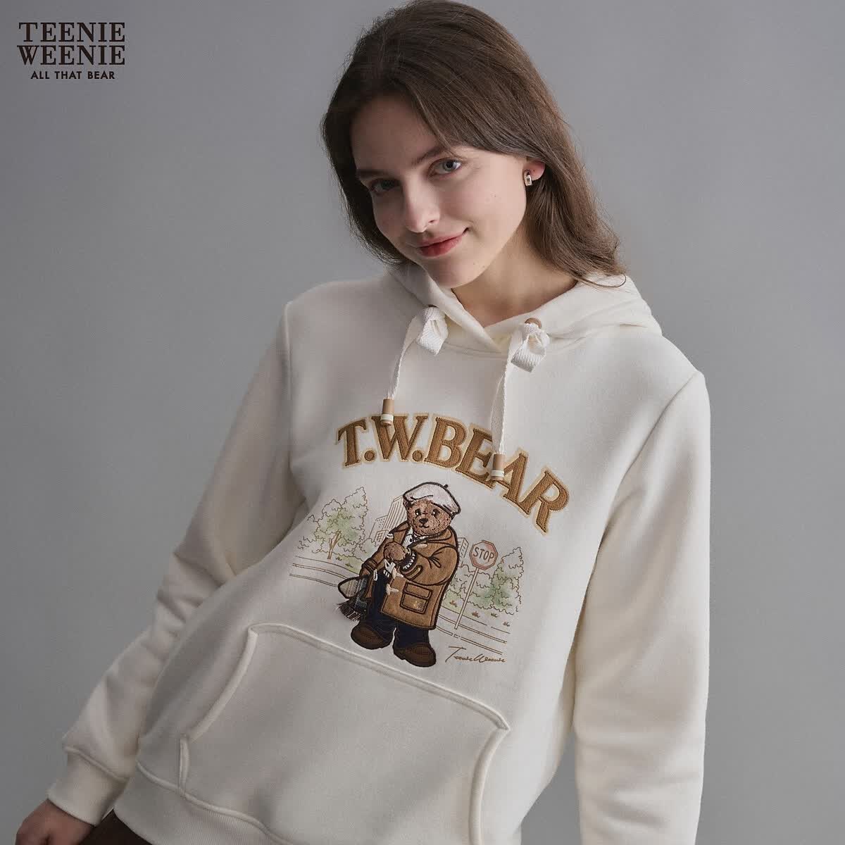 Teenie Weenie小熊2023秋冬新款学院风基础款连帽卫衣上衣女 象牙白 160/S使用感如何?