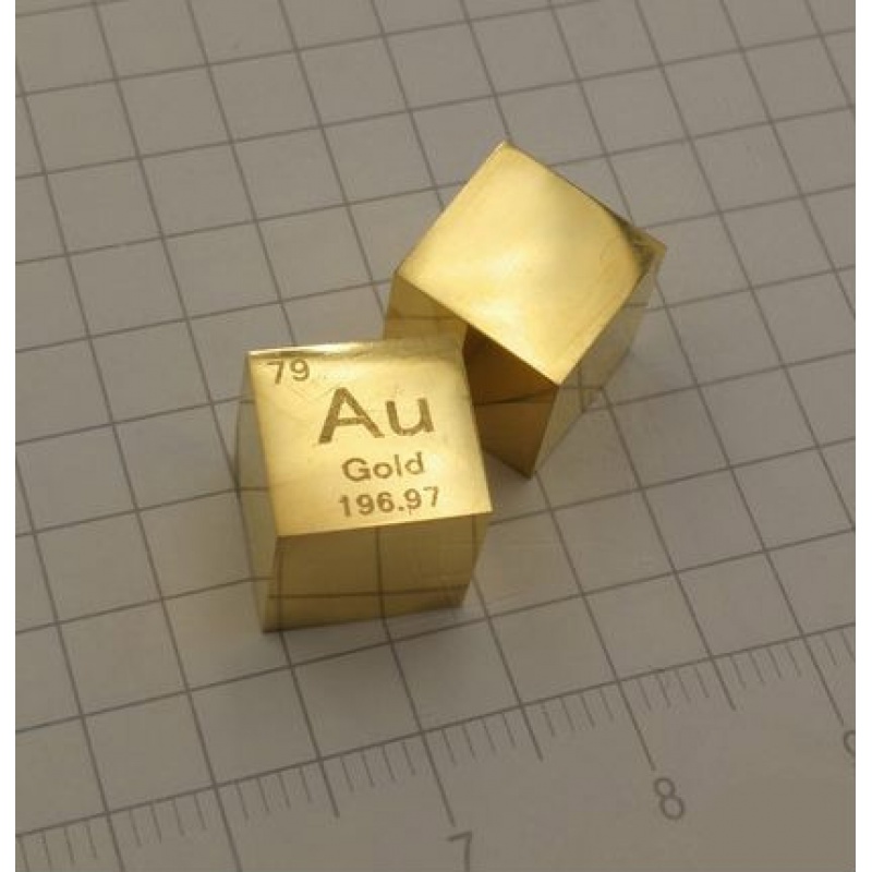 黄金贵金属周期表型立方体足金冥灵化试 10mm抛光金立方