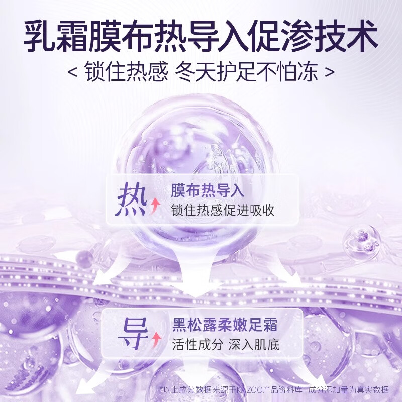 KAZOO黑松露足膜去死皮角质补水保湿脚后跟修复防干裂嫩白呵护肌肤礼物 【到手6包+磨砂石】滋润养护装