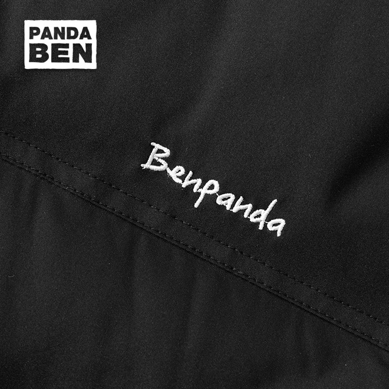 熊猫·本(ben.panda)羽绒服男潮流新款日系防泼水宽松休闲连帽80%白鸭绒保暖外套 黑色 L