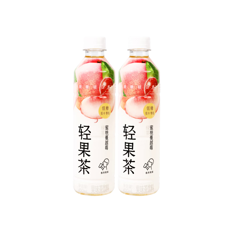 喜茶轻果茶低糖低卡0脂果汁茶饮料蜜桃蔓越莓450ml*15瓶整箱