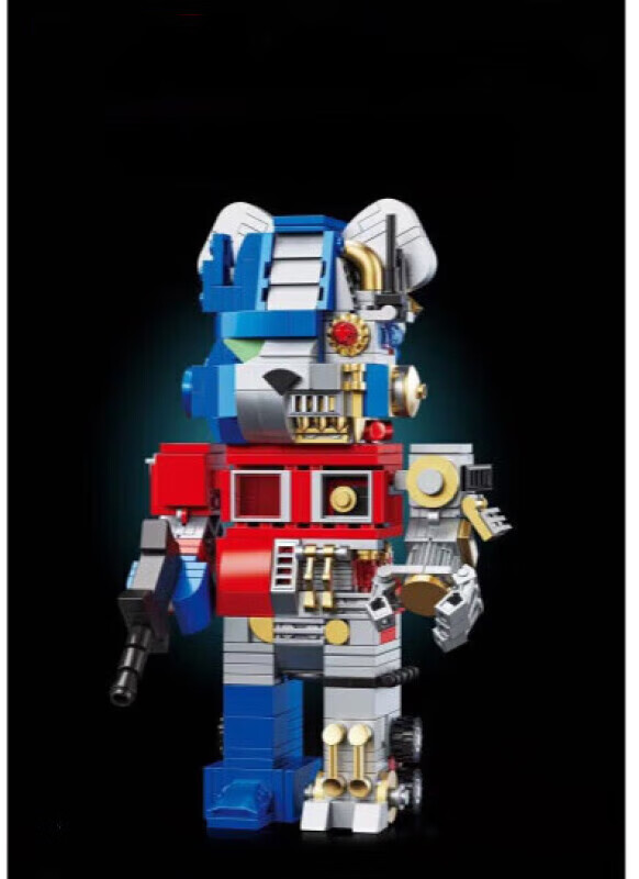 拼装积木熊大摆件潮玩摆件儿童玩具男女孩礼物 擎天柱机械熊512pcs