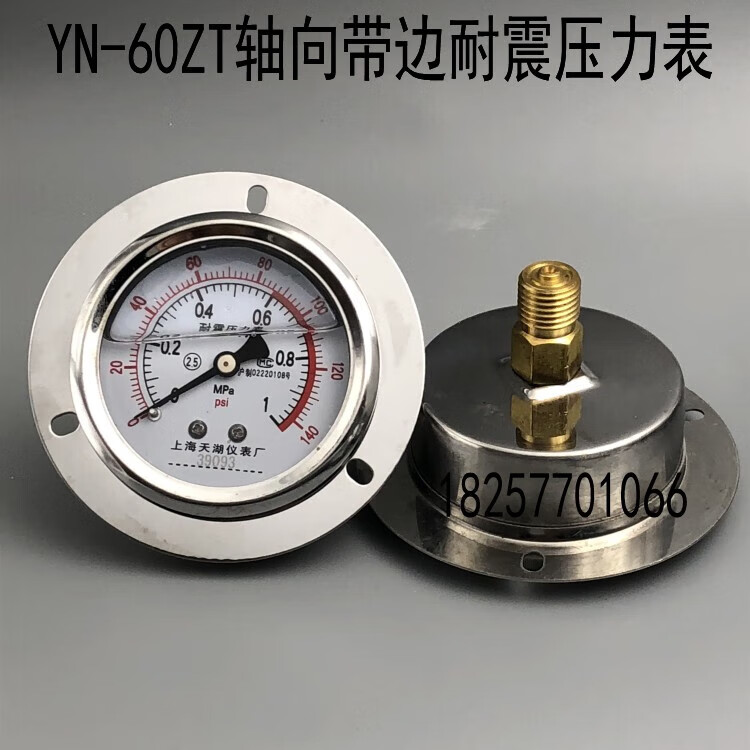 天湖YN-60ZT軸向帶邊耐震壓力表 抗震 油壓 液壓表0-1 1.6 2.5MPA 001MPA
