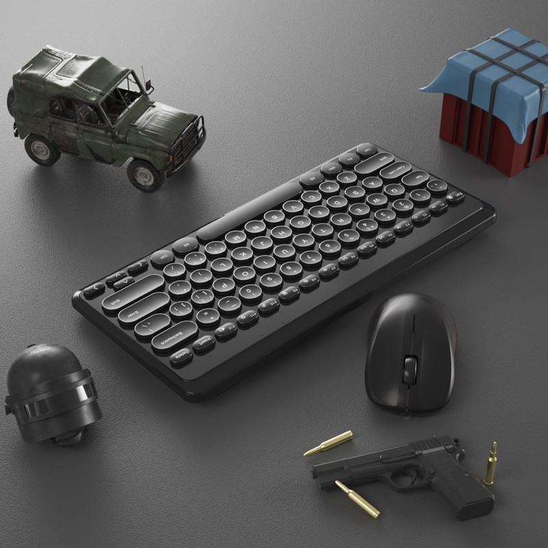 航世（BOW）MK610 无线键盘鼠标套装 复古巧克力按键 笔记本电脑办公通用键鼠套装 黑色
