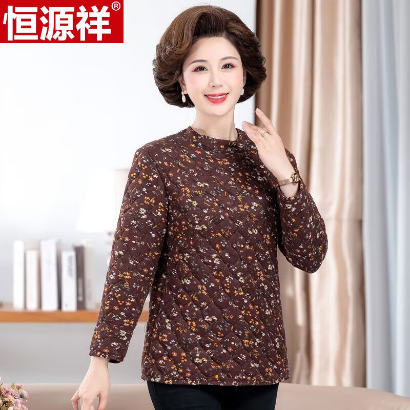 恒源祥中老年人秋衣女妈妈冬装上衣奶奶长袖加绒打底衫高领加厚保暖内衣 2263五号色 XL (建议90-105斤)怎么看?