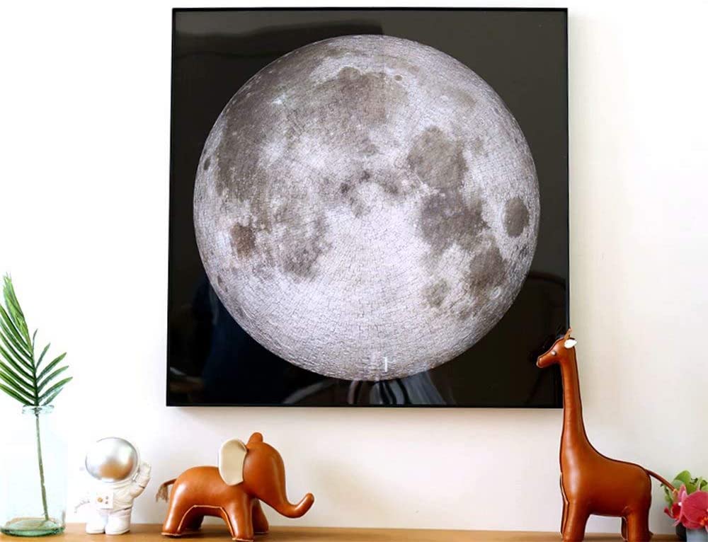 舞万花 家居月球拼图框1000立体悬浮实木地球女权500片月亮圆形形异拼图相框HX 铝合黑色 防潮板配有机玻璃 58.5厘米（直径）只裱框不含拼图