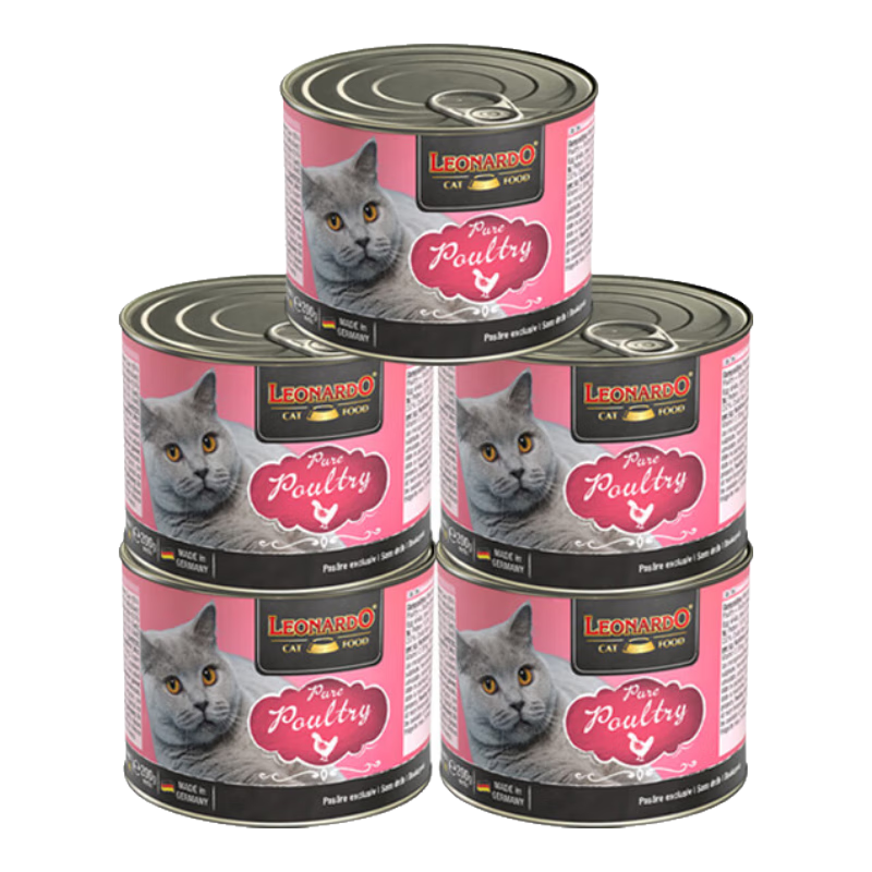 小李子罐头德国进口无谷高肉经典款猫咪主食罐猫湿粮猫零食猫罐头 经典家禽(5罐*200g)