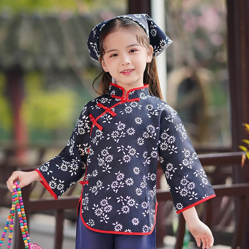 雾绡80年代的怀旧衣服儿童村姑服装女童碎花采茶舞蹈服乡村风农村阿庆