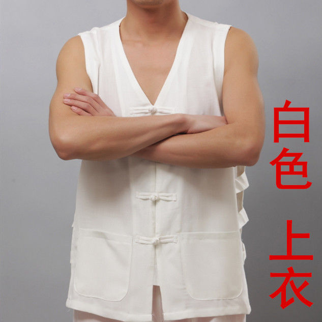 盘扣中老年马褂坎肩老头无袖汗衫夏季中老年马甲背心 老式褡裢坎肩