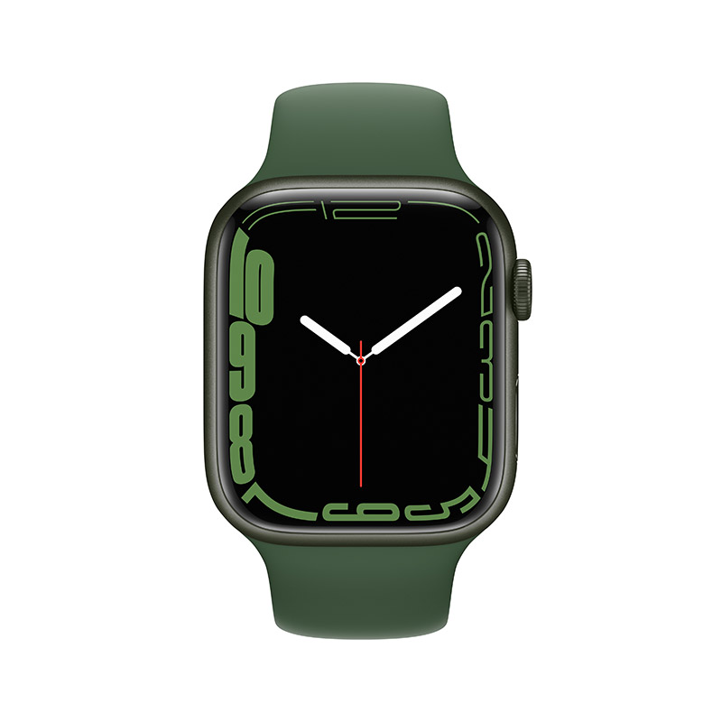 Apple Watch Series 7 智能手表GPS款45 毫米绿色铝金属表壳苜蓿草色运动型表带MKN73CH/A