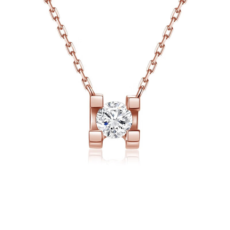 mark)牛头四爪项链18k金时尚钻石吊坠玫瑰金f-g色/si净度30分