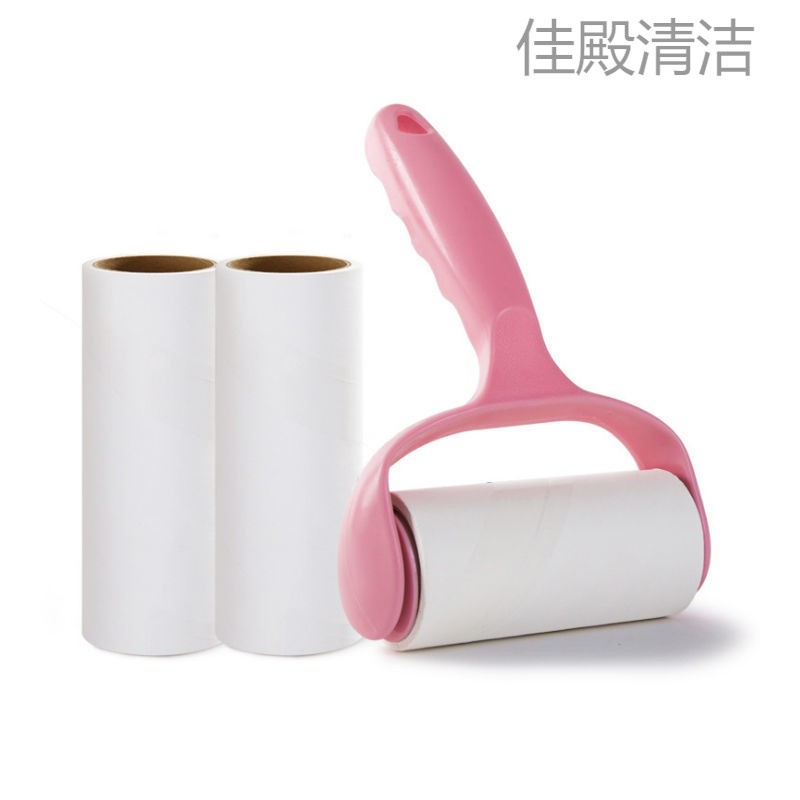 粘毛器可撕式滚筒粘尘纸毡滚刷粘毛沾毛神器衣服去除滚毛器毛刷黏 【升级版.手柄】1个粉色 一卷纸【60撕】