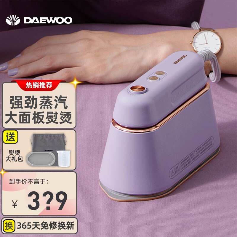 韩国大宇（DAEWOO）手持挂烫机熨烫机家用小型蒸汽熨斗便携式平烫熨衣服神器 灰藕紫